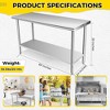 Stainless Steel Kitchen Work Prep Table NSF Commercial Restaurant Table - 2 of 4