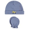 Hudson Baby Infant Boys Cotton Cap and Scratch Mitten Set, Construction, 0-6 Months - 3 of 4