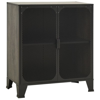 vidaXL Metal and MDF Storage Cabinet with Shelf, Urban Industrial Design, Gray, Dimensions 28.3"x14.2"x32.3", Assembly Required