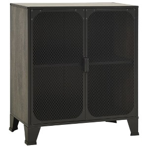 vidaXL Metal and MDF Storage Cabinet with Shelf, Urban Industrial Design, Gray, Dimensions 28.3"x14.2"x32.3", Assembly Required - 1 of 4