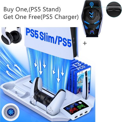 Beboncool PS5 Stand with Cooling Fan for Playstation 5 PS5 Vertical Storage Accessories White