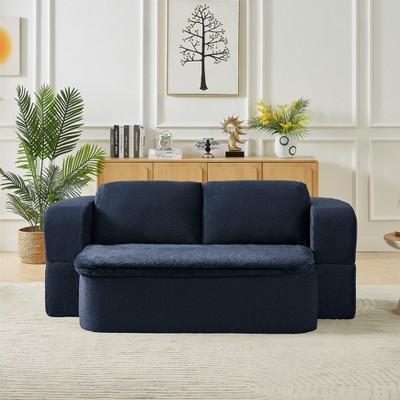 Dolonm 2-in-1 Convertible Compression Sofa, Foldable Floor Sofa Bed with Cover, No Assembly ,for Living Room Bedroom,Blue