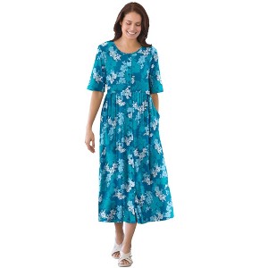 Woman Within Plus Size Button-Front Essential Dress - 1 of 4