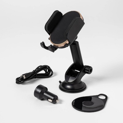 heyday™ Dash/Window Car Mount with 10W Qi Charging  - Black/Gold