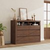 6 Drawer Dresser for Bedroom, Modern Mid Century Chest of Drawers with 2 Open Shelves, 47" Wide Wooden Double Dresser TV Stand for Closet, Living Room - 2 of 4