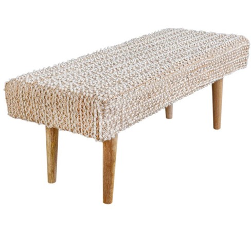 Natural Boucle Handwoven Bench - image 1 of 3