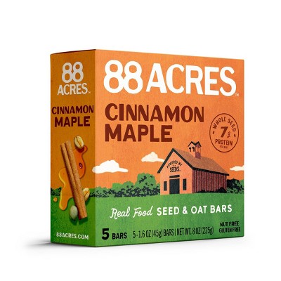 88 Acres Cinnamon Maple Seed & Oat Granola Bars - 7g Protein - 8oz/5ct