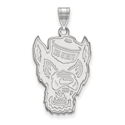 Black Bow Jewelry 10k White Gold North Carolina State Wolfpack NCAA Extra Large Pendant