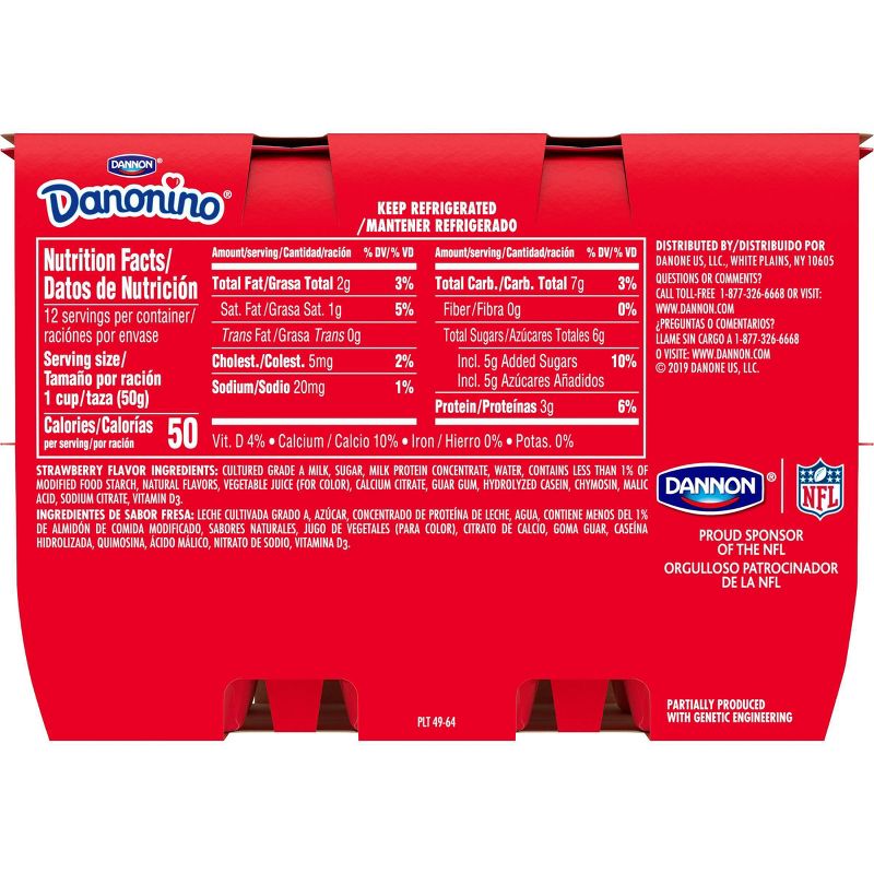 Dannon Danonino Strawberry Kids&#39; Dairy Snack - 12ct/1.76oz Cups, 2 of 6
