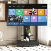KTMBDW Rolling TV Stand on Wheels for 32-75 Inch Flat Curved Screen TVs, Mobile TV Cart Height, Adjustable with Glass Shelf/Sliding Drawers - 2 of 4