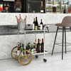 Tangkula 2-Tier Serving Cart w/ Tempered Glass Shelves 2 Large Aluminum Front Wheels - 4 of 4
