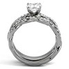 Slickblue Women’s Intertwined CZ Wedding Ring – Silver Stainless Steel Band with Round Center Stone, Sizes 5–10 - 3 of 4