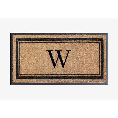A1HC Natural Rubber Coir Outdoor Doormat 24x48 Monogrammed Anti-Shed Treated Durable Front Door Mat