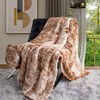 Sapphtopaz Ruched Faux Fur Throw Blanket, Tie Dye Design Mink Accent Blanket, 50"W x 60"L Fleece Blankets  for Bed or Couch - 2 of 3