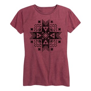 Women's - Instant Message - Southwestern Cross Design Short Sleeve Graphic T-Shirt - 1 of 4