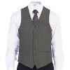 Gioberti Men's 6 Button Slim Fit Formal Herringbone Tweed Vest - 3 of 3