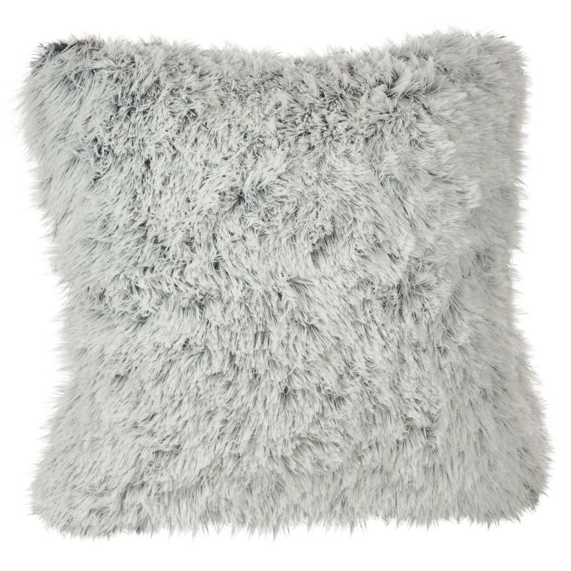 White Juneau Two-Tone Faux Fur Throw Pillow (18&#34;) - Saro Lifestyle, 1 of 5