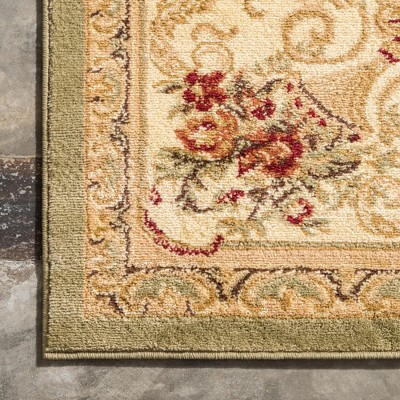 Rectangular Green Stain-Resistant Synthetic Indoor Rug