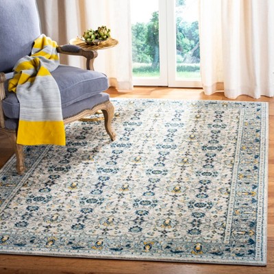 Ivory and Navy Reversible Synthetic Area Rug