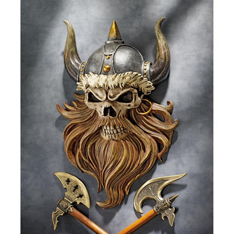 Design Toscano The Skull of Valhalla Viking Warrior Wall Statue, 1 of 4