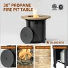 BAOURE 30" Round Propane Fire Pit Table, 50,000 BTU Outdoor Gas Firepit with Wood Grain Finish & Glass Stones for Patio - 2 of 4