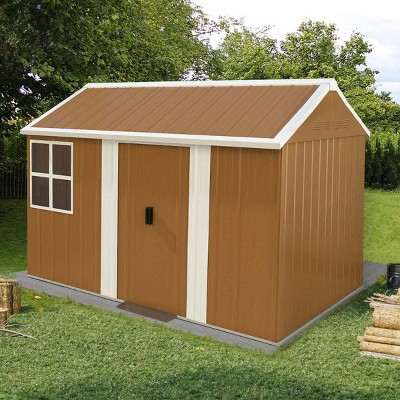 Metal Backyard Storage Shed with Sliding Door and Windows,Heavy Duty Outdoor Garden Storage Shed,Weatherproof Metal Tool Shed-Coolbibila
