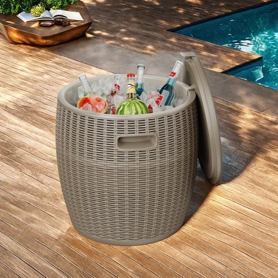 Maggift Ice Buckets, Design Fashion Insulated Ice Bucket with a Sealed Cover, Cooler Fast, for Outoor, Beach Use, Beige, 16.7"*16.7"*17.3"