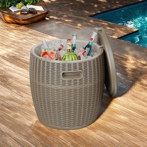 Maggift Ice Buckets, Design Fashion Insulated Ice Bucket with a Sealed Cover, Cooler Fast, for Outoor, Beach Use, Beige, 16.7"*16.7"*17.3" - 1 of 4