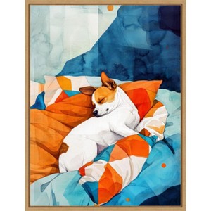 Amanti Art Dogs Life Nap by Justyna Jaszke Framed Canvas Wall Art - 1 of 4