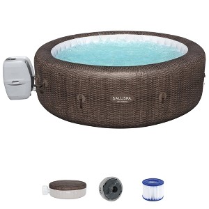 Bestway SaluSpa St. Moritz AirJet 2 to 7 Person Inflatable Hot Tub Round Portable Outdoor Spa with 180 Soothing AirJets and Cover, Brown - 1 of 4