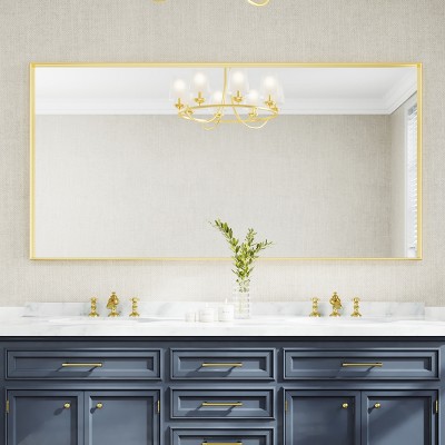 Rectangular Aluminum Framed Wall Bathroom Vanity Mirror