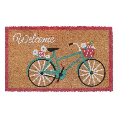 RugSmith Multi Machine Tufted Welcome Teal Cycle Doormat