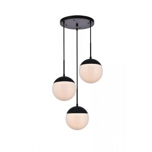 Elegant Lighting Eclipse 3 Lights Black Pendant With Frosted White Glass - 1 of 4