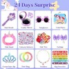 Aoibox Advent Calendar 2025 for Girls 24 pcs Unicorn Christmas Countdown Gift Box with Hair Accessories Jewelry Sunglasses Stickers Purse - 2 of 4