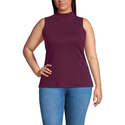 Lands' End Women's Sleeveless Polished Essentials Mock Neck Top