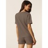 cheibear Women's Casual Pullover Short Sleeve Sleepshirt with Shorts Waffle Pajama Sets - 4 of 4
