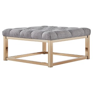 Fontaine Champagne Button Tufted Cocktail Ottoman Smoke - Inspire Q , Grey