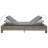 vidaXL Sunbed Grey rattan + dark grey cushion - 3 of 4