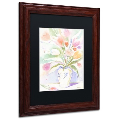 Trademark Fine Art - Sheila Golden 'The Vase of Tulips' Matted Framed Art