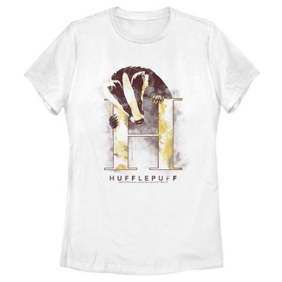 Women's Harry Potter Hufflepuff Badger Watercolor T-Shirt