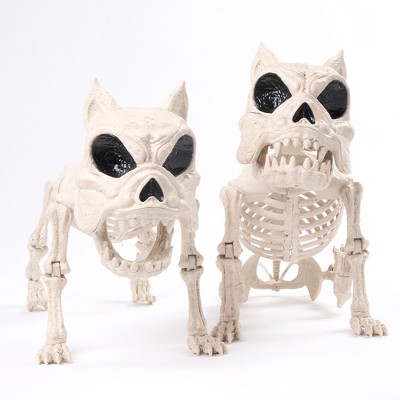 Joyfy 2 PCS 16" Halloween Poseable Animal Puppy Skeleton Decor, Dog Plastic Bones with Posable Joints for Graveyard Party Prop Decor