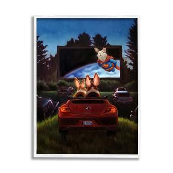 Stupell Industries Romantic Bunny Couple Drive-In Movie Date Animals Framed Giclee Art