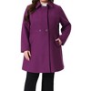 Agnes Orinda Women's Plus Size Notched Lapel Single Breasted Back Split Winter Long Pea Coats - 2 of 4