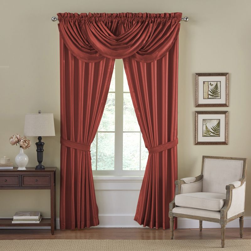 Versailles Faux Silk Room Darkening Single Window Curtain Panel - Elrene Home Fashions, 2 of 7