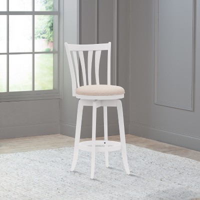 Savana 37'' Classic White Wood Swivel Bar Stool with Cream Upholstery