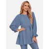 EXLURA Womens Long Sleeve Blouses Swiss Dot Babydoll Loose Fit Maternity Top 2025 Spring Fall Tunic Shirts Dressy Casual Tops White - 3 of 4