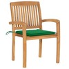 vidaXL Stacking Patio Chairs – 8 pcs Solid Teak Wood Chairs with Comfortable Green Cushions for Dining Room, Garden and Patio Use’ - 3 of 4