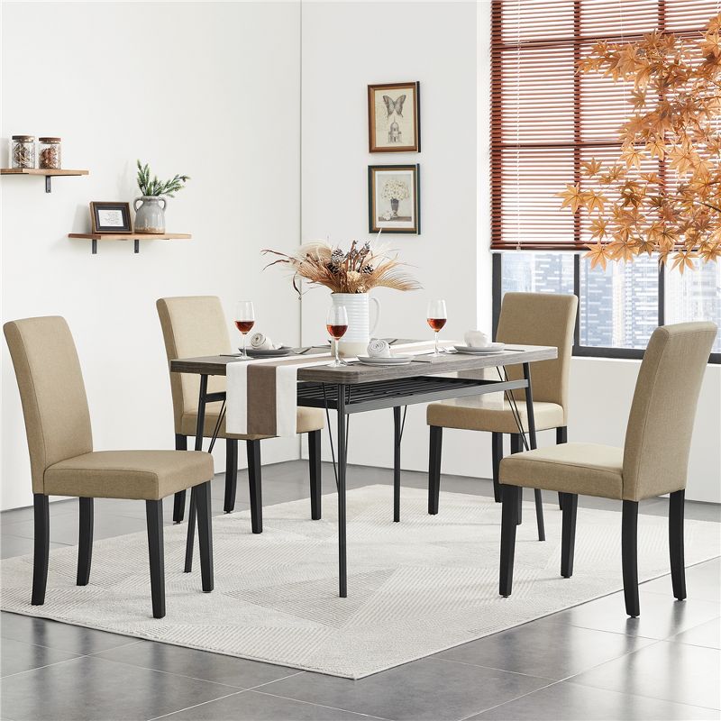 Yaheetech 4pcs Upholstered Fabric Dining Chairs with Solid Wood Legs For Dining Room, 2 of 8