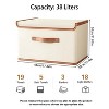Aoibox Large White Collapsible Closet Storage Bins with Lids 2 Pack Fabric Organizer Box with Handles Leather Trim - 2 of 4