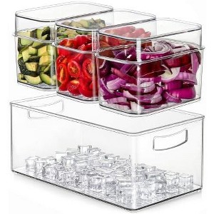 Aoibox Large Taco Bar Serving Set with 3 Containers & Separate Lids, Chilled Condiment Caddy for Salad, Fruit, Party Garnish, Mimosa Bar Accessories - 1 of 4
